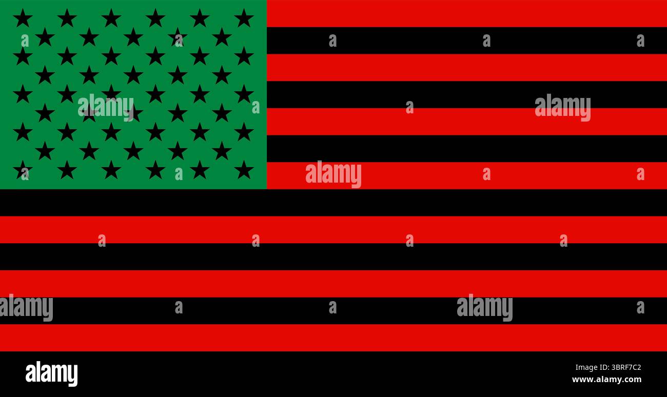 Panafrikanische Flagge (afroamerikanische Flagge) – rote, schwarze und grüne horizontale Dreikolore, die am 13. August 1920 von der UNIA angenommen wurde Stock Vektor