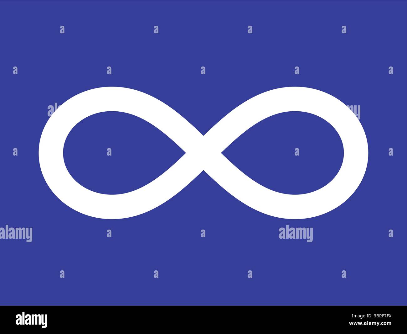 Flagge der Métis Blue – Infinity-Symbol auf blauem Feld, historisches kanadisches Métis-Banner aus dem frühen 19. Jahrhundert, Vektorillustration Stock Vektor