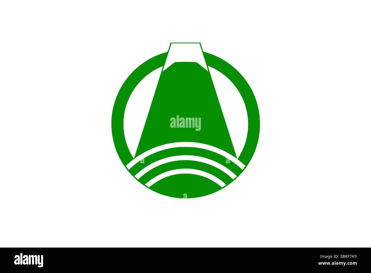 Flagge von Fuji, Shizuoka, Japan – offizielle Stadtflagge mit stilisiertem Fuji-Emblem in Blau und weiß, japanisches Gemeindesymbol, Vektorillustration Stock Vektor