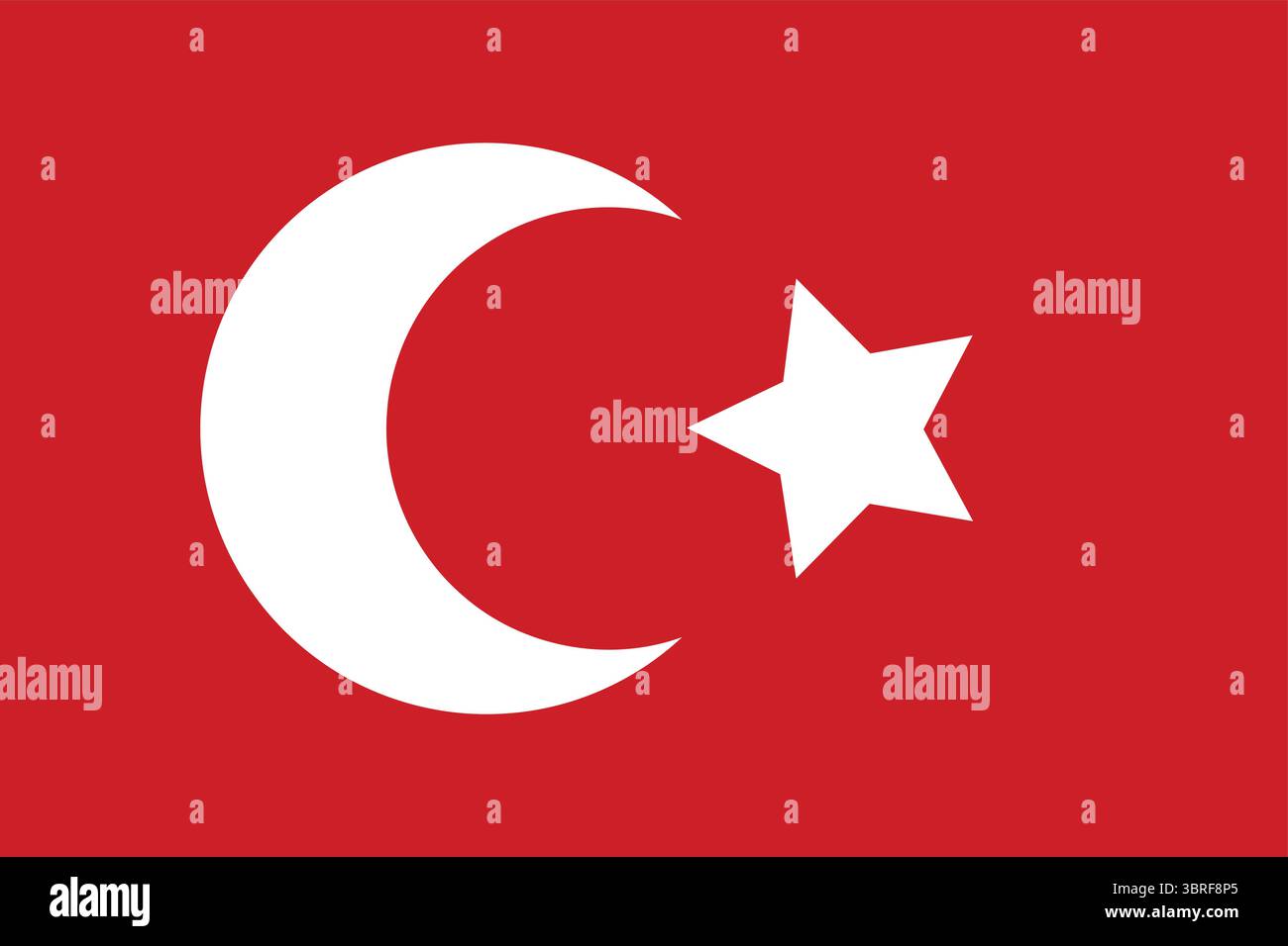 Flagge des Osmanischen Reiches – historische rote Flagge mit weißem Halbmond und Stern, Symbol des Osmanischen Reiches, Vektor-Illustration, gemeinfreie Daten Stock Vektor