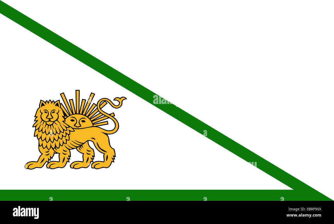 Flagge der Zand-Dynastie, Iran – historische persische Flagge mit grünem Feld und Löwen-und-Sonne-Emblem, verwendet während der Herrschaft von Karim Khan Zand (1751–1794) Stock Vektor