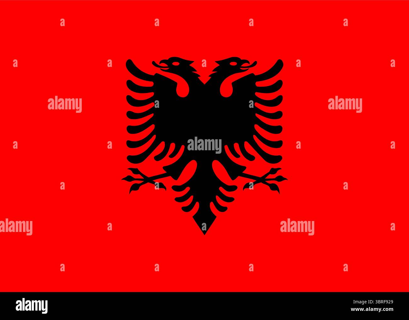 Flagge Albaniens – offizielles nationales Banner mit schwarzem Doppeladler auf rotem Feld, modernes Balkanstatussymbol, Vektorillustration Stock Vektor
