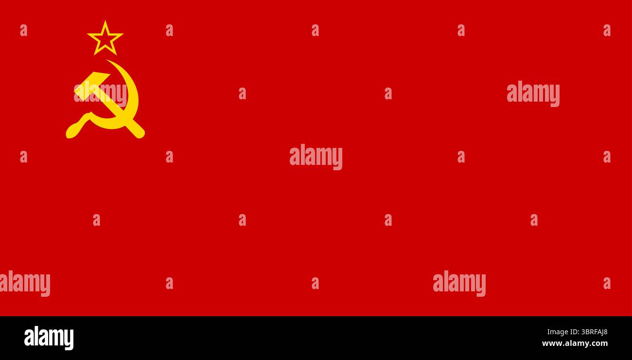 Flagge der Sowjetunion – roter Hintergrund mit Goldhammer und Sichel und Sternemblem, offizielle Vektor-Illustration Stock Vektor