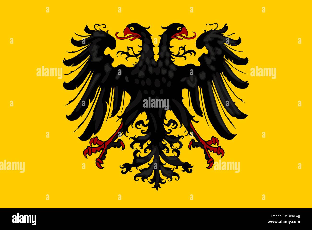 Banner des Heiligen Römischen Kaisers ohne Halos (1400–1806) – kaiserliche Wappenflagge mit schwarzem Doppeladler auf Goldfeld, historisch europäisch Stock Vektor