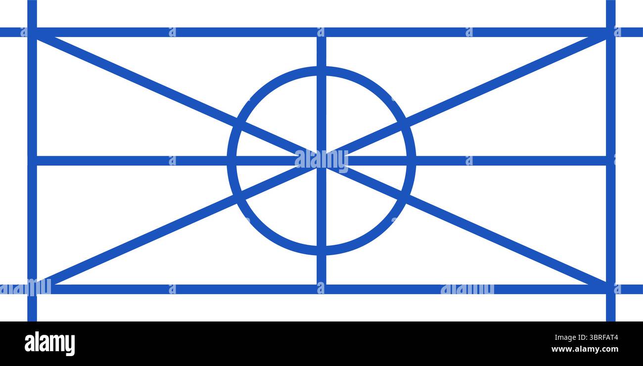 Inoffizielle Flagge der Aromaner – weißer Hintergrund mit blauer Grenze und sich schneidenden blauen Linien, Symbol der ethnischen Identität Aromanens, Vektor-Illustration Stock Vektor
