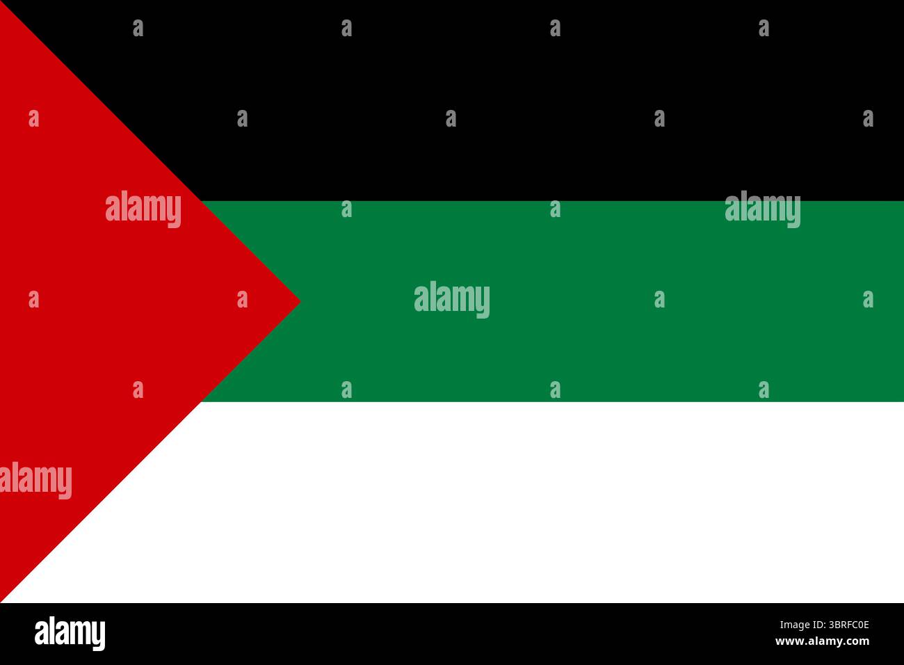 Flagge von Hejaz 1917 – historisches Banner des Königreichs Hejaz mit traditionellen arabischen Farben und Symbolen, Vektorillustration, gemeinfreie Daten Stock Vektor