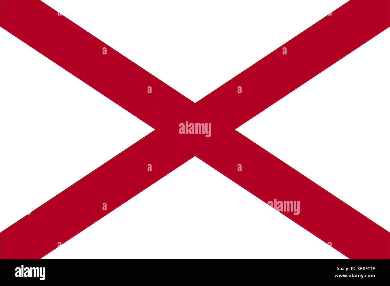 Offizielle Flagge des Bundesstaates Alabama, USA – weißes Feld mit purpurrotem St. Andrew’s Cross (Saltyre), amerikanischer Staatsflagge, südlicher US-Identität Stock Vektor
