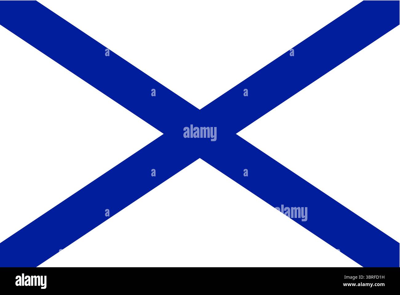 Marine Fähnrich von Russland — russische Marinefahne mit blauem Andreaskreuz auf weißem Hintergrund, Vektorillustration, gemeinfreie Domain, militärisches Symbol Stock Vektor