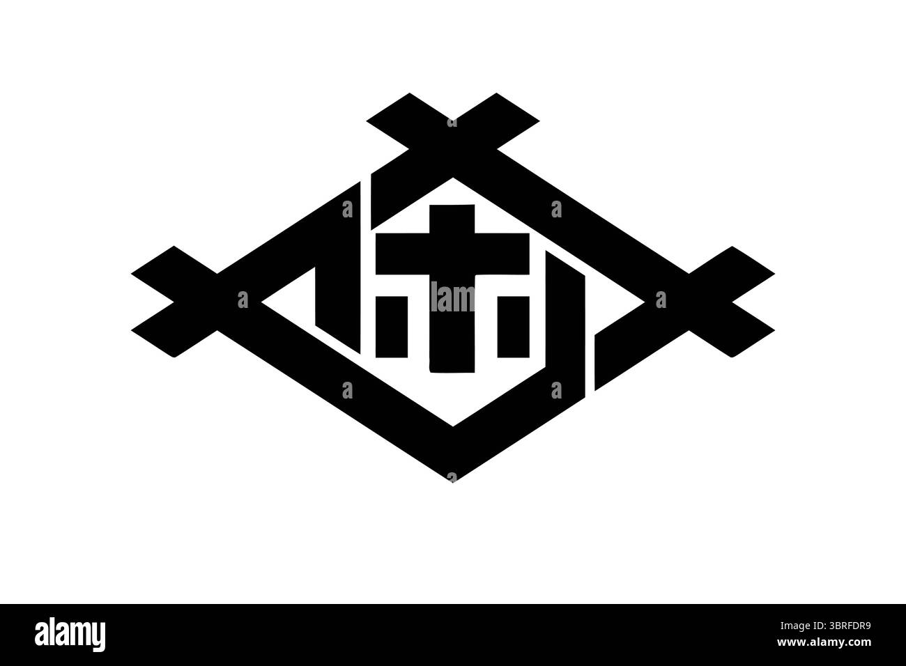 Offizielle Flagge der Stadt Sasebo, Präfektur Nagasaki, Japan, weißes Emblem auf blauem Hintergrund, Gemeindesymbol, Vektorillustration auf weißem Hintergrund Stock Vektor