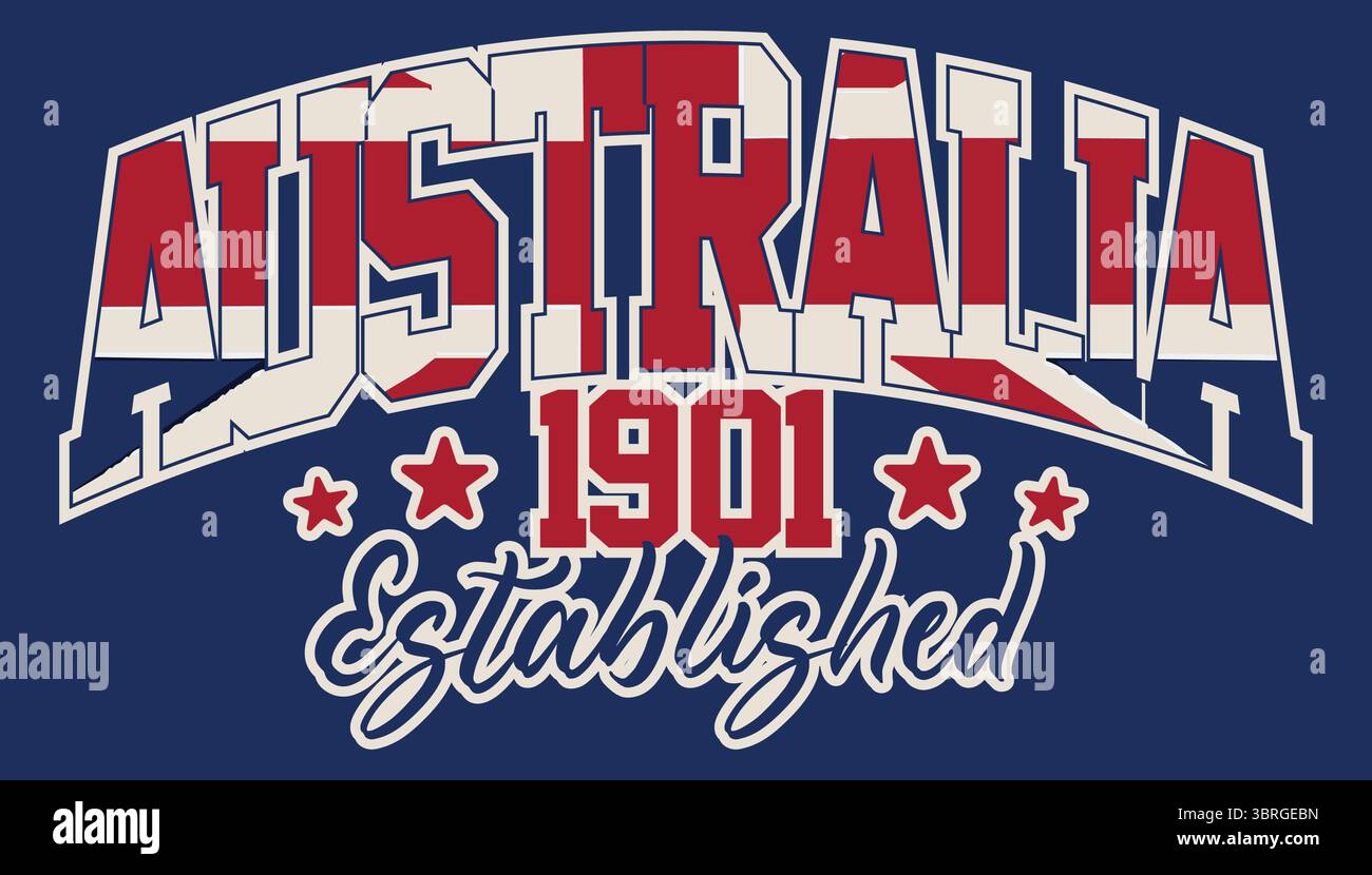 Australien gründete 1901 Vintage Typografie Vektor — Australian National Flag T-Shirt Graphic for Independence Stock Vektor