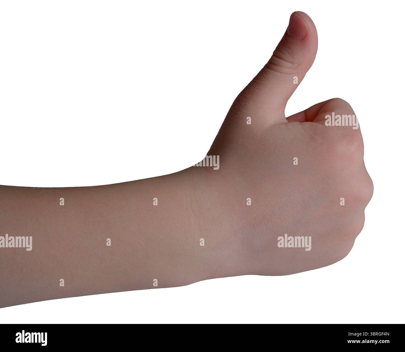 Eine Hand mit Daumen nach oben zeigt Erfolg und Ermutigung. Stockfoto
