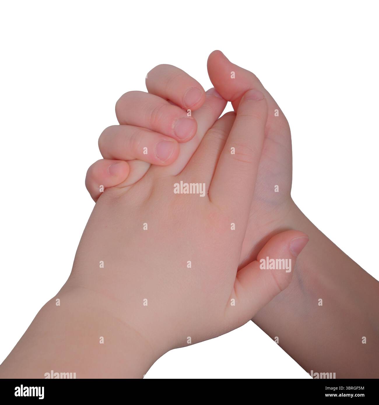 Zwei Hände verflechten sich in einer zärtlichen Geste der Zuneigung und Unterstützung. Stockfoto