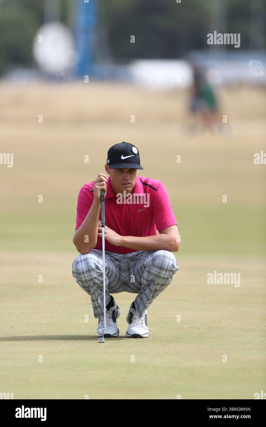 Nick Watney am ersten Tag der Open Championship 2013, Muirfield, Scotalnd Picture Credit: Mark Newcombe / visionsingolf.com die Open Championship 2013 (142. Auflage) fand vom 18. Bis 21. Juli 2013 in Muirfield Golf Links in Gullane, Schottland statt – einem renommierten Veranstaltungsort, der für Präzision und Bestrafung von Fehlern bekannt ist. Nick Watney Stockfoto
