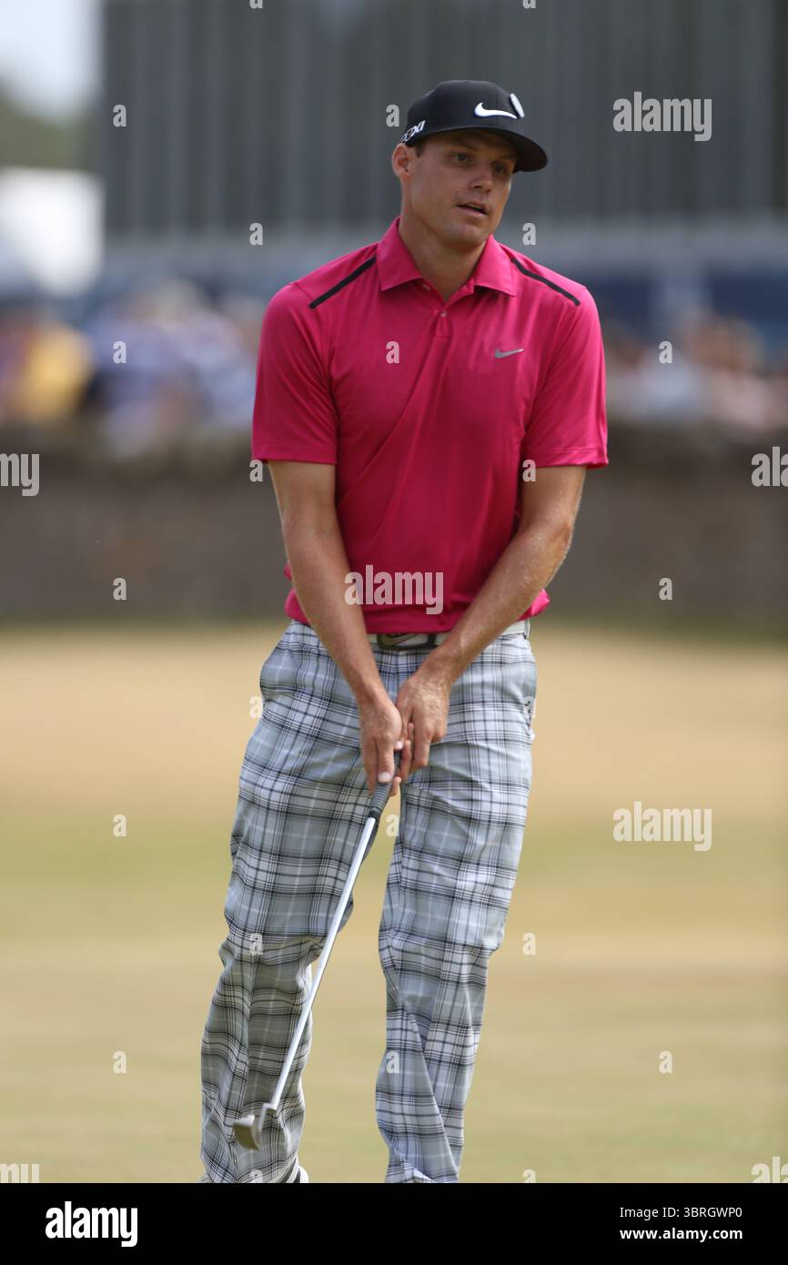 Nick Watney am ersten Tag der Open Championship 2013, Muirfield, Scotalnd Picture Credit: Mark Newcombe / visionsingolf.com die Open Championship 2013 (142. Auflage) fand vom 18. Bis 21. Juli 2013 in Muirfield Golf Links in Gullane, Schottland statt – einem renommierten Veranstaltungsort, der für Präzision und Bestrafung von Fehlern bekannt ist. Nick Watney Stockfoto