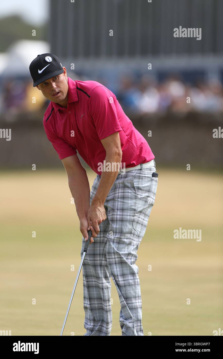 Nick Watney am ersten Tag der Open Championship 2013, Muirfield, Scotalnd Picture Credit: Mark Newcombe / visionsingolf.com die Open Championship 2013 (142. Auflage) fand vom 18. Bis 21. Juli 2013 in Muirfield Golf Links in Gullane, Schottland statt – einem renommierten Veranstaltungsort, der für Präzision und Bestrafung von Fehlern bekannt ist. Nick Watney Stockfoto
