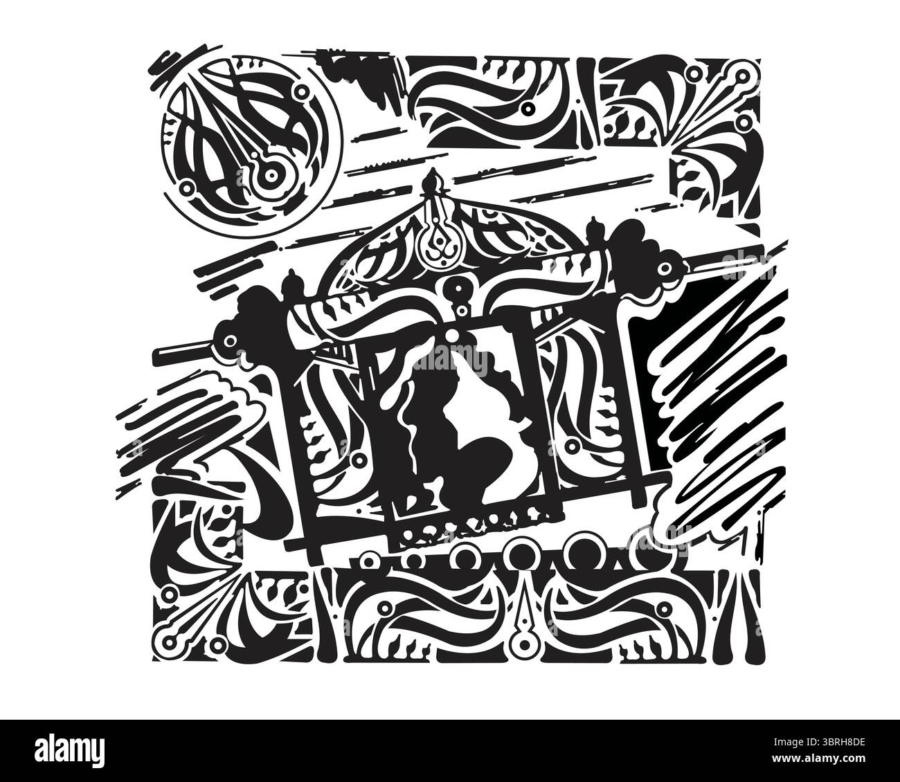 Dulhan Ki Doli Vektor-Illustration, traditionelle Braut Doli Design für Hochzeitskarten Stock Vektor