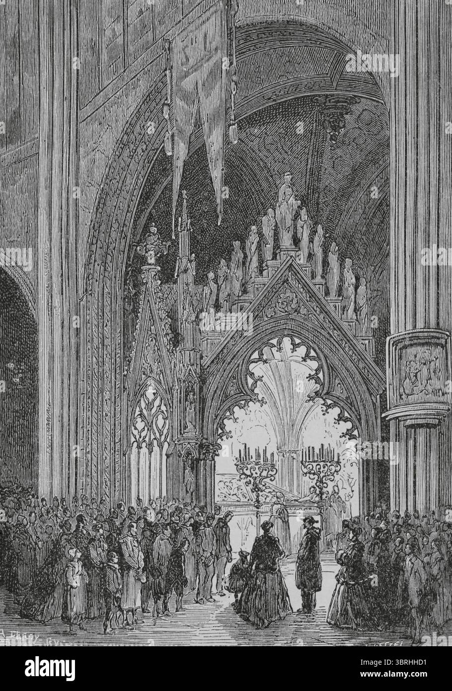 Paris, Frankreich. Eglise Saint-Etienne-du-Mont Schrein des Heiligen Genevieve. Gravur. Histoire de Paris et de ses Monuments (Geschichte von Paris und ihre Denkmäler), 1895. Stockfoto
