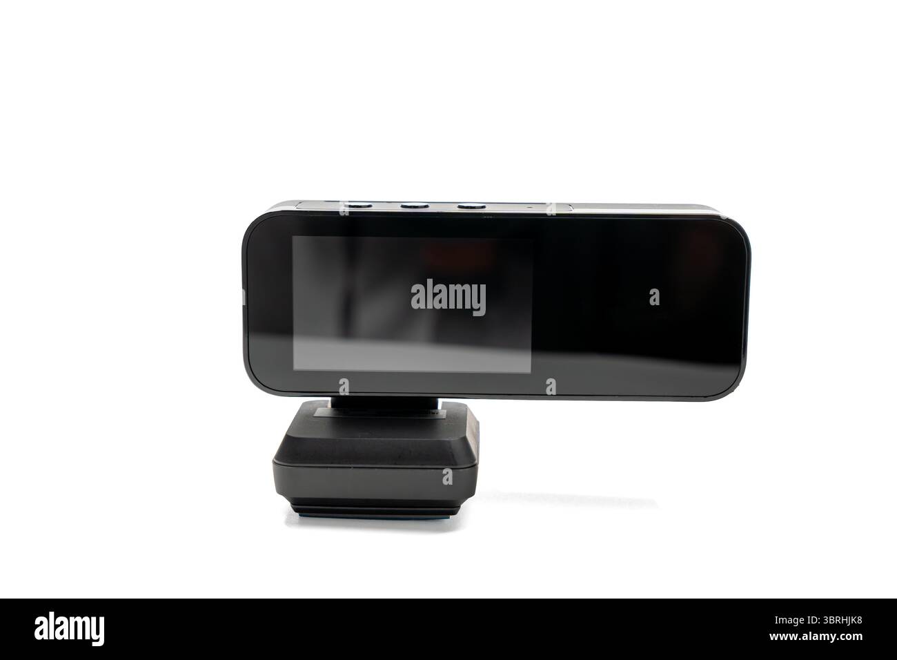 Rückansicht der Kamera mit Display. Rückwärtige Kameraansicht mit Hochglanzdisplay. Kompaktes Design für die Echtzeit-Videoüberwachung. Stockfoto