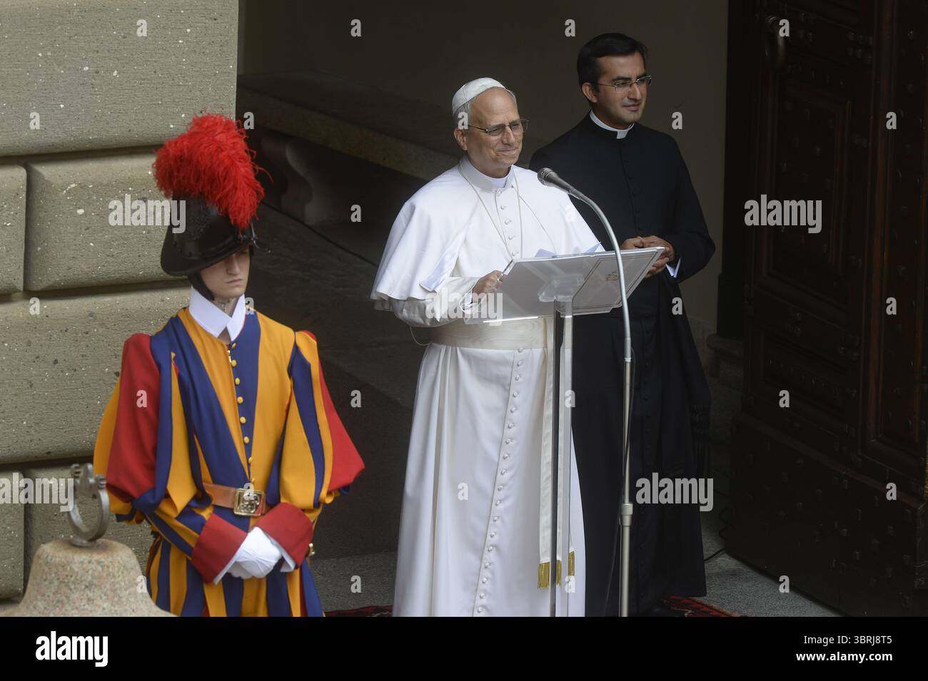 Castel Gandolfo, Rom, 13. Juli 2025: Messe und Angelus von Papst Leo XIV. In seiner Sommerresidenz in Castel Gandolfo. Stockfoto