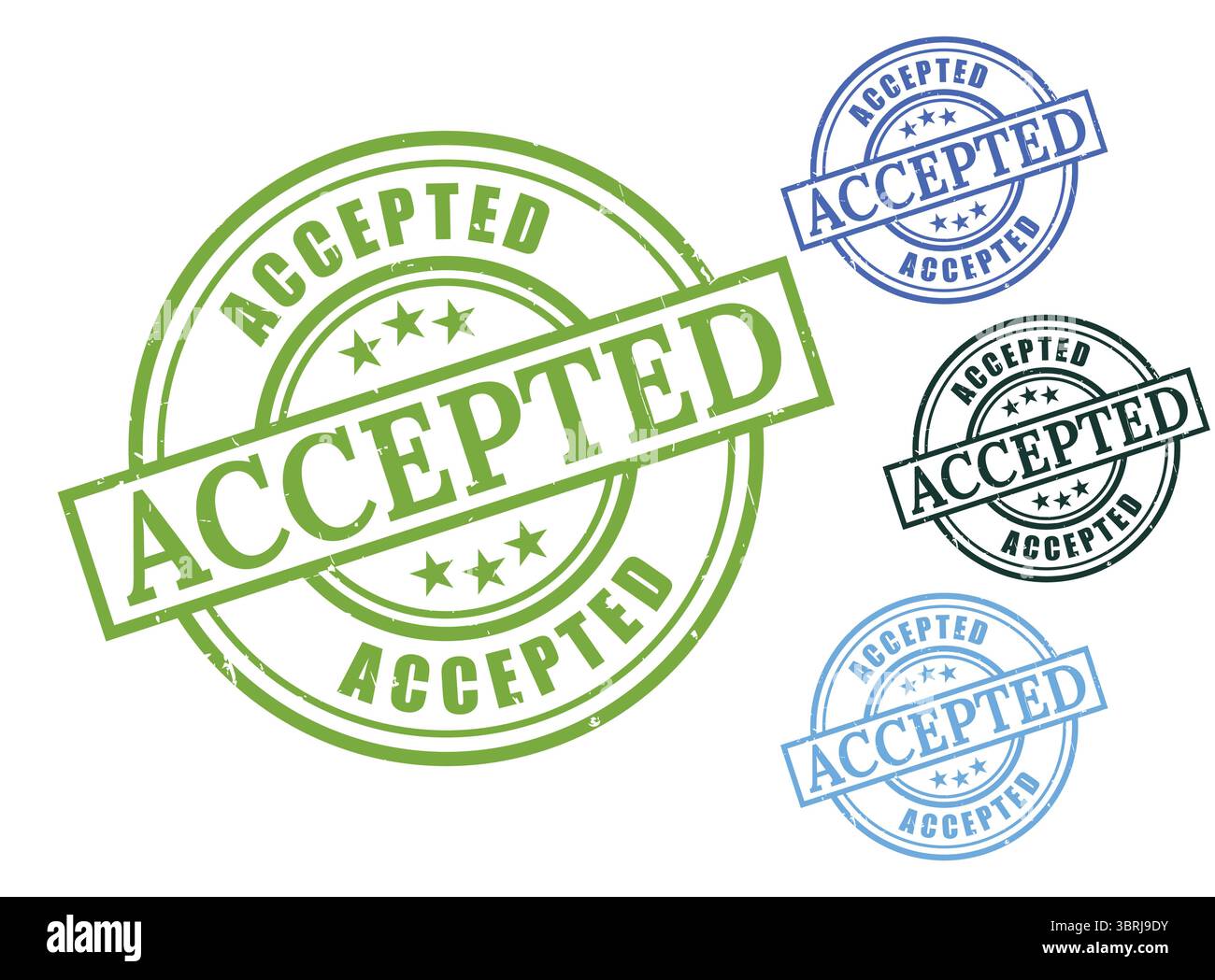 Eine akzeptierte Grunge Rubber Stamp Collection, Approval Vector Set Stock Vektor