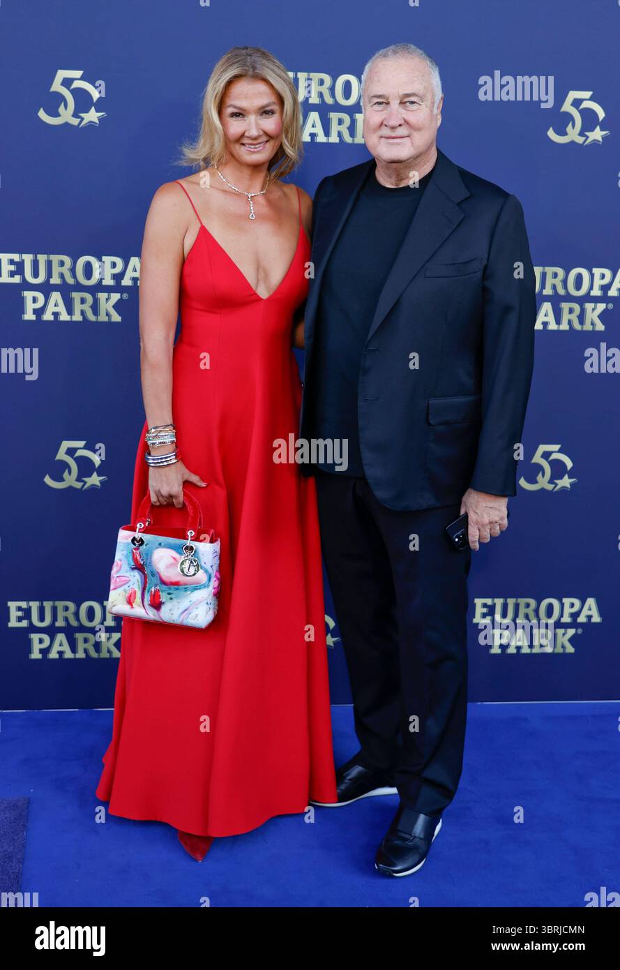 Rust, Deutschland - 11. Juli 2025: Europa-Park feiert 50 mit der Sportsfrau Franziska Van Almsick und Jürgen B. der härtere Europa-Park feiert 2025 sein 50-jähriges Jubiläum *** Rust, Deutschland 11. Juli 2025 Europa Park feiert 50 mit der Sportlerin Franziska Van Almsick und Jürgen B Harder Europa Park feiert 2025 sein 50-jähriges Jubiläum Stockfoto