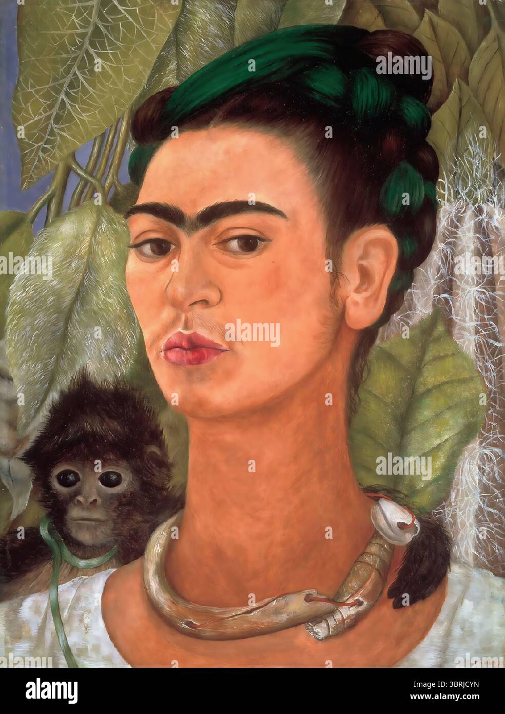 Selbstporträt mit Affen (1938) von Frida Kahlo (1907-1954), Öl auf Masonit, cm. 40,64x30,48, Albright-Knox Art Gallery, Büffel, New York, USA Stockfoto