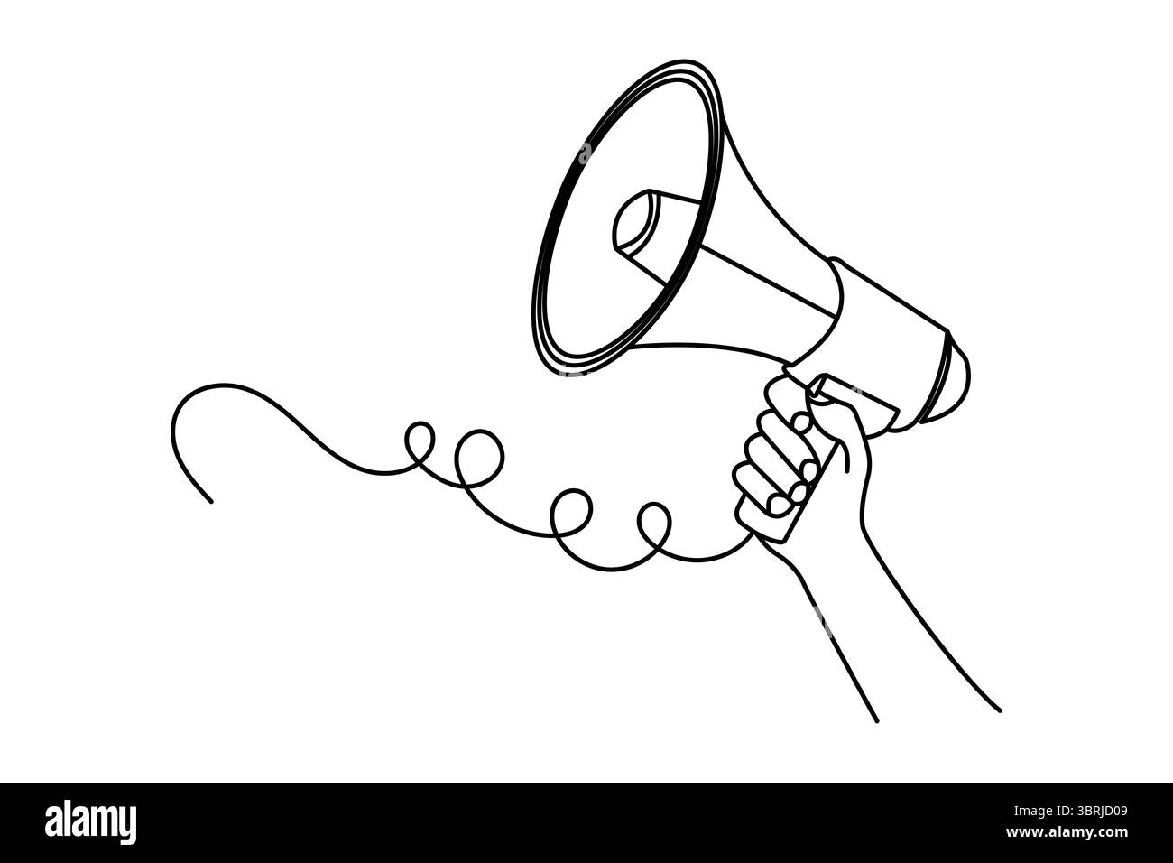 Durchgehende einzeilige Zeichnung des Lautsprechers Megaphon Horn Vektor Art Stil Stock Vektor