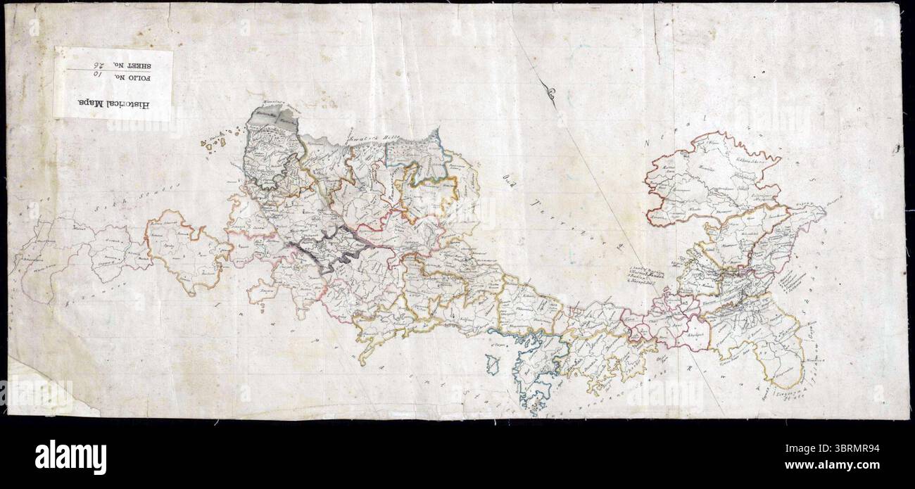 Karte von Teilen von Punjab, den nordwestlichen Provinzen und anderen Teilen Nordindiens (F10-26). Stockfoto