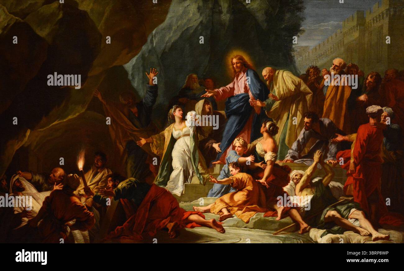 Gemälde der Erziehung des Lazarus aus dem 18. Jahrhundert, um 1711 von Jean-baptiste Jouvenet Stockfoto