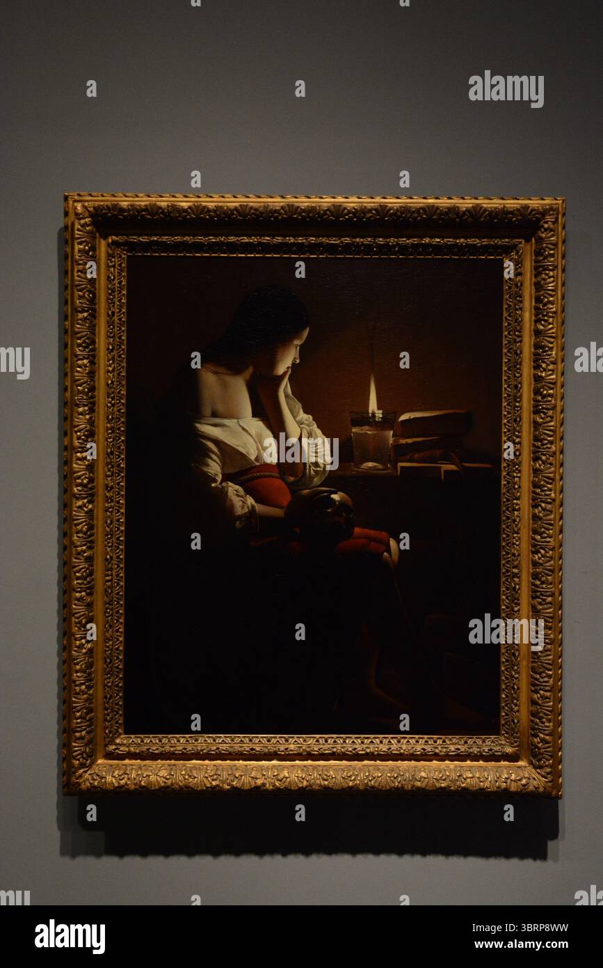 Gemälde Magdalene aus dem 17. Jahrhundert mit der rauchenden Flamme Georges de La Tour Stockfoto