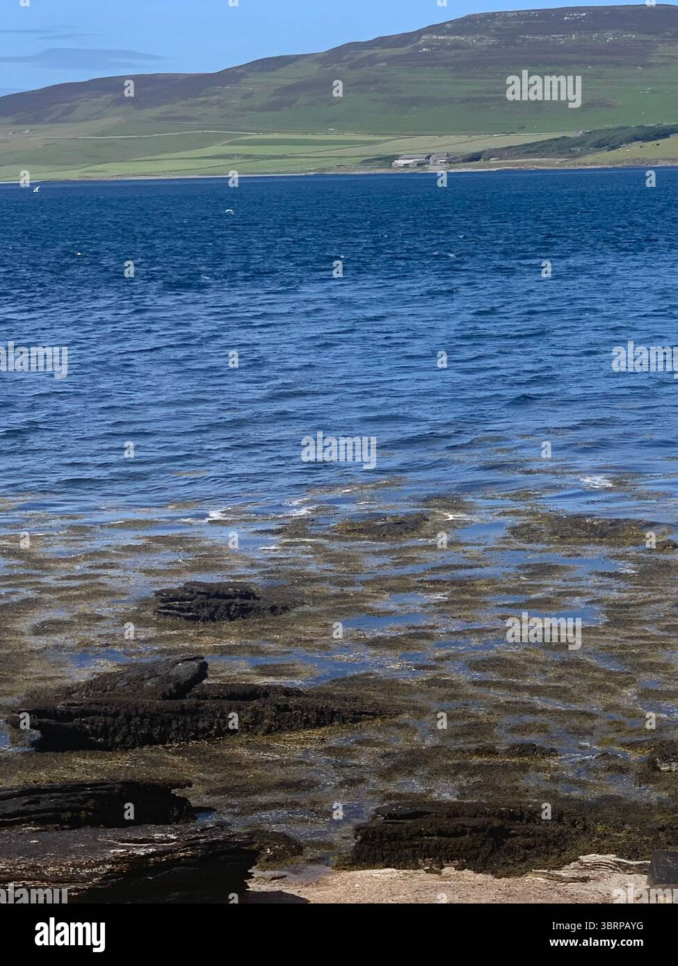 Der Broch of Gurness Scotland Orkneys Sand altes Dorf Eisenzeit Menschen historische Geschichte Gebäude Gebäude versteckte Landschaft Küste Meer - Smartphone-aufgenommenes Stockfoto