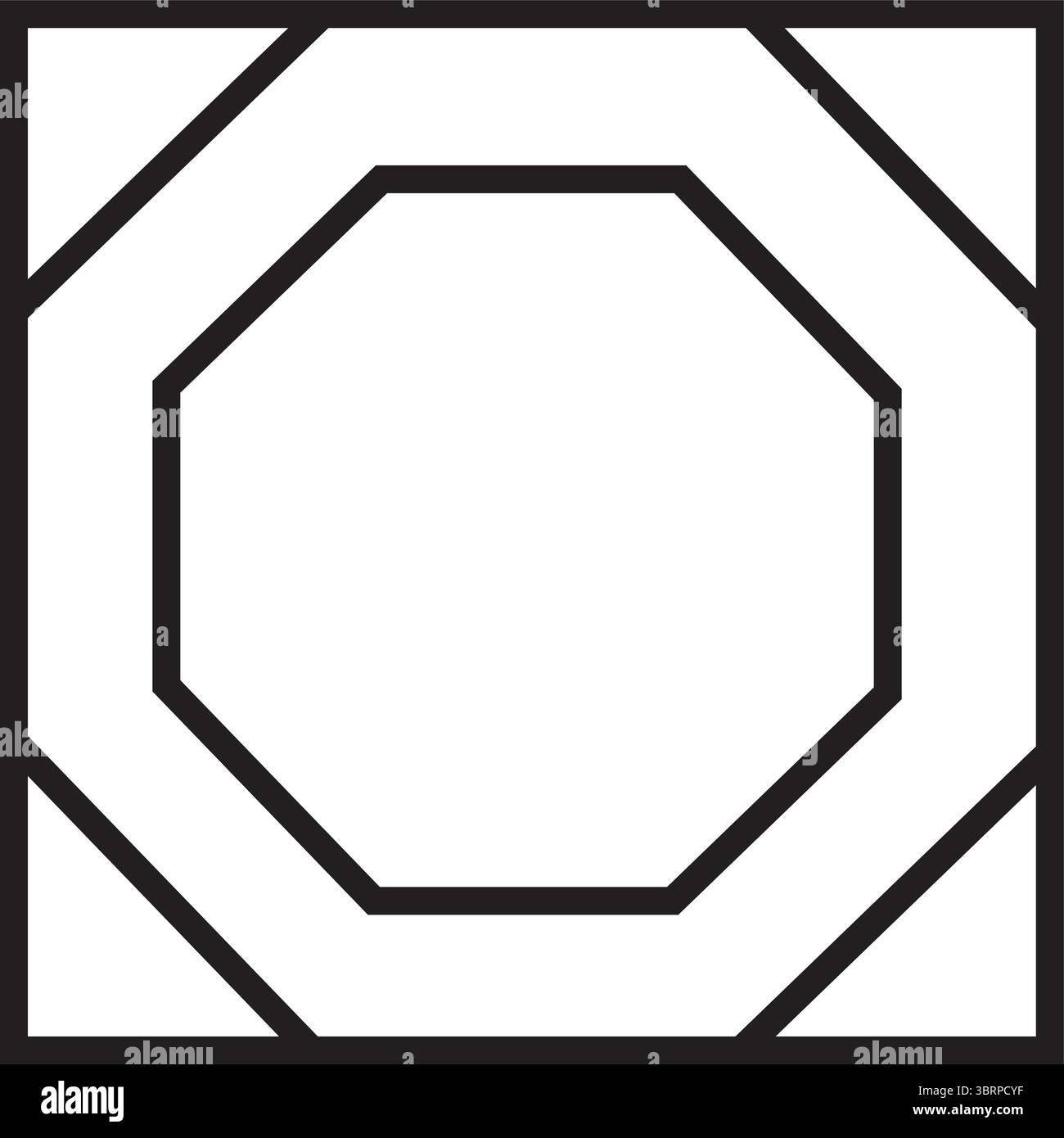 Symbol Für Geometrische Liniengrafik – Achteck Im Quadratischen Rahmen Minimalistisches Symbol Stock Vektor