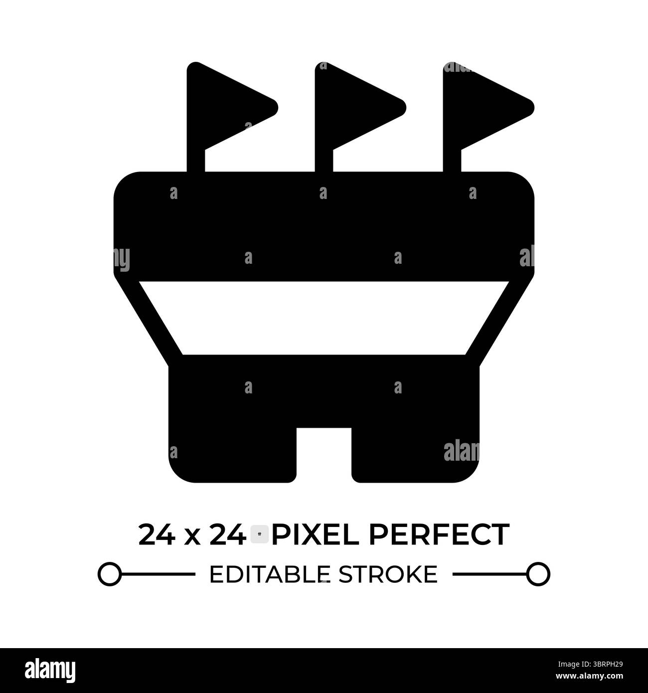 Stadium außerhalb der Glyphe ui-Symbol Stock Vektor