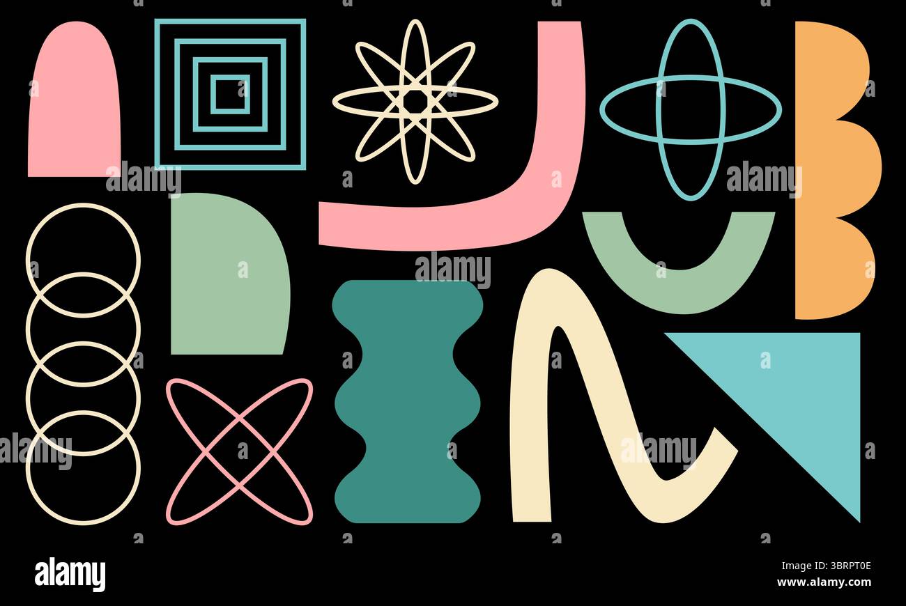 Set aus brutalistischen geometrischen Formen und Elementen Stock Vektor