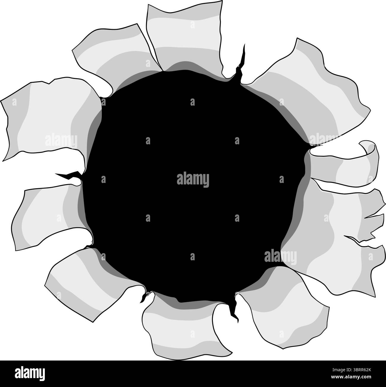 Kugelloch-Metallpapier-Rip-Pistole Durch Die Wand Geschossen Stock Vektor