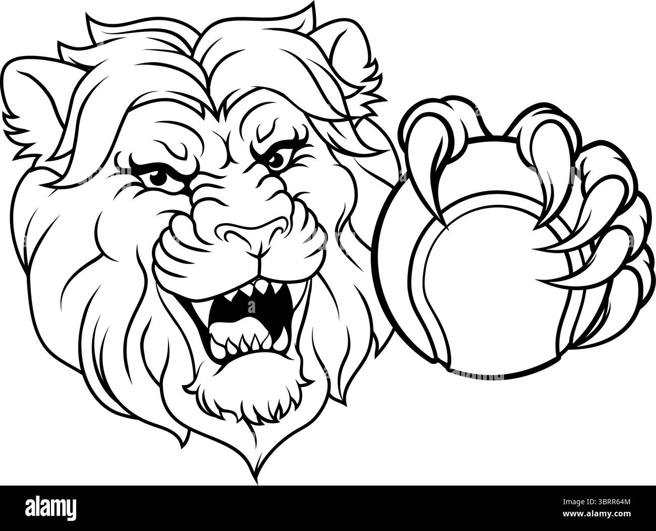 Löwen-Tennis-Ball-Tiersport-Team-Maskottchen Stock Vektor