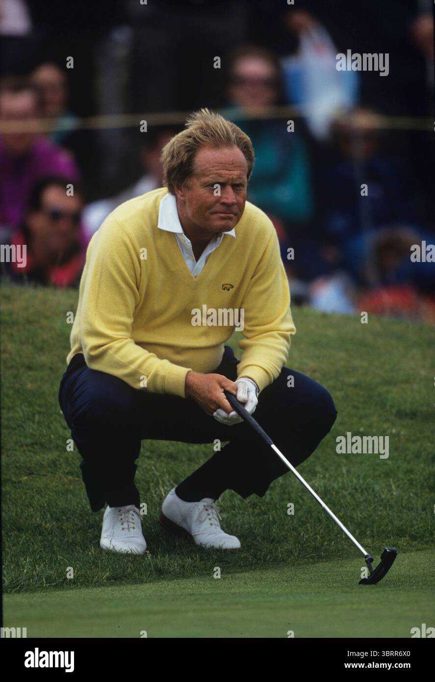 Jack Nicklaus bei der Open Championship 1991 in Aktion die 1991 Open Championship (die 120. Auflage) wurde vom 18. Bis 20. Juli 1991 im Royal Birkdale Golf Club in Southport, England, ausgetragen. Stockfoto