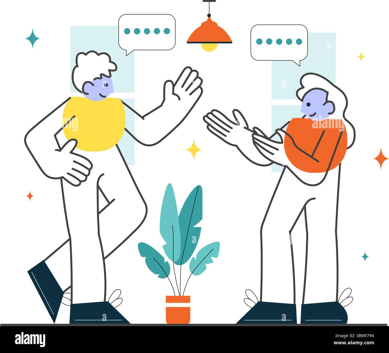 Vektor-Illustration für soziale Interaktion mit mobiler sozialer Kommunikation mit freundlichen Unterhaltungen und Publikumsinteraktion im Hintergrund Stock Vektor