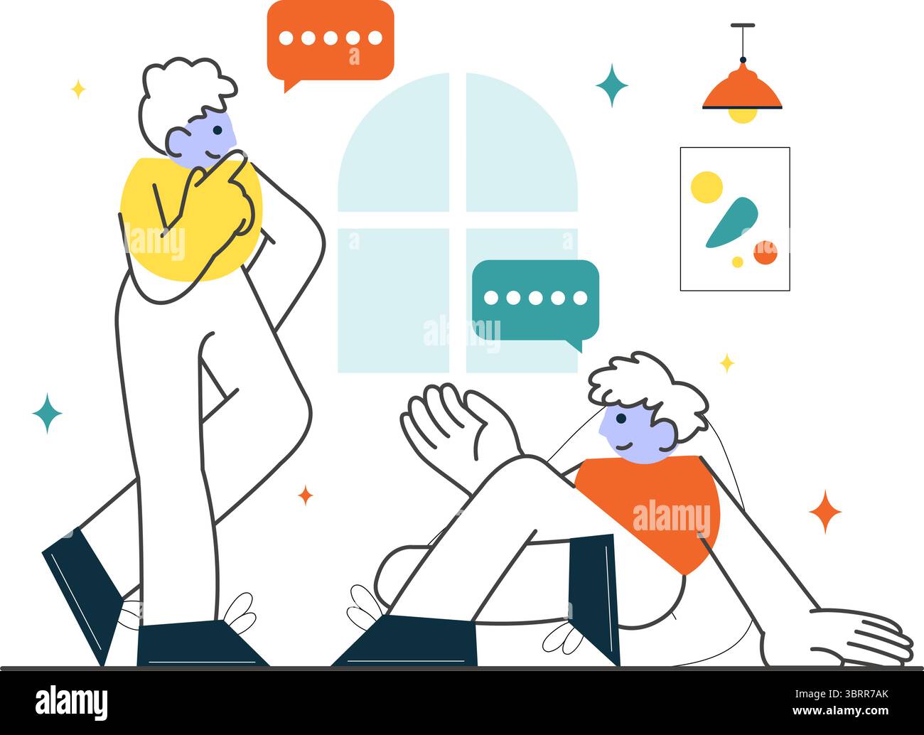 Vektor-Illustration für soziale Interaktion mit mobiler sozialer Kommunikation mit freundlichen Unterhaltungen und Publikumsinteraktion im Hintergrund Stock Vektor
