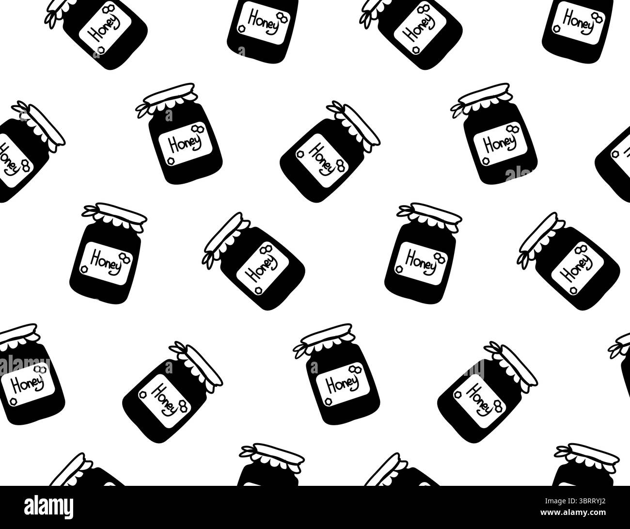 Nahtloses Honigglas-Muster. Vektorgrafik-Strichdarstellung. Perfekt für Karten, Dekorationen, Aufkleber, Logo, Menü, verschiedene Designs. Für Logo, Web, PA Stock Vektor