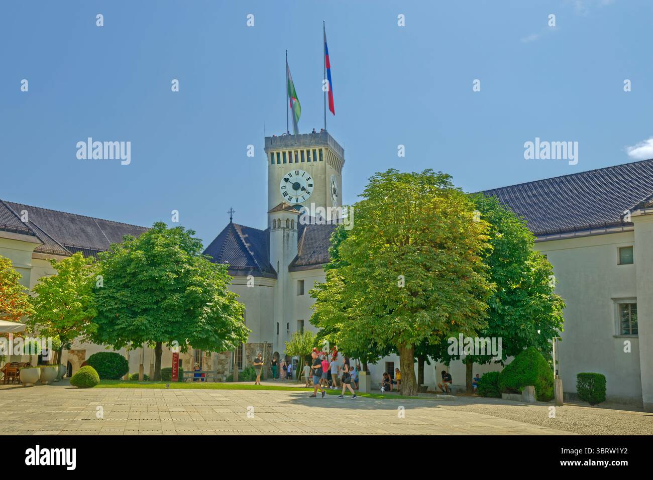 Obere Halle der Burg Ljubljana in Ljubljana, der Hauptstadt Sloweniens auf dem nördlichen Balkan. Stockfoto