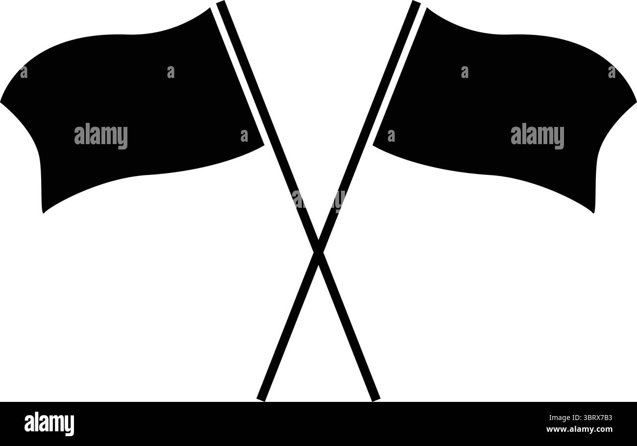 Symbol für zwei Flags überkreuzt. Vektor. Flaches Design. Abbildung der Flagge Stock Vektor