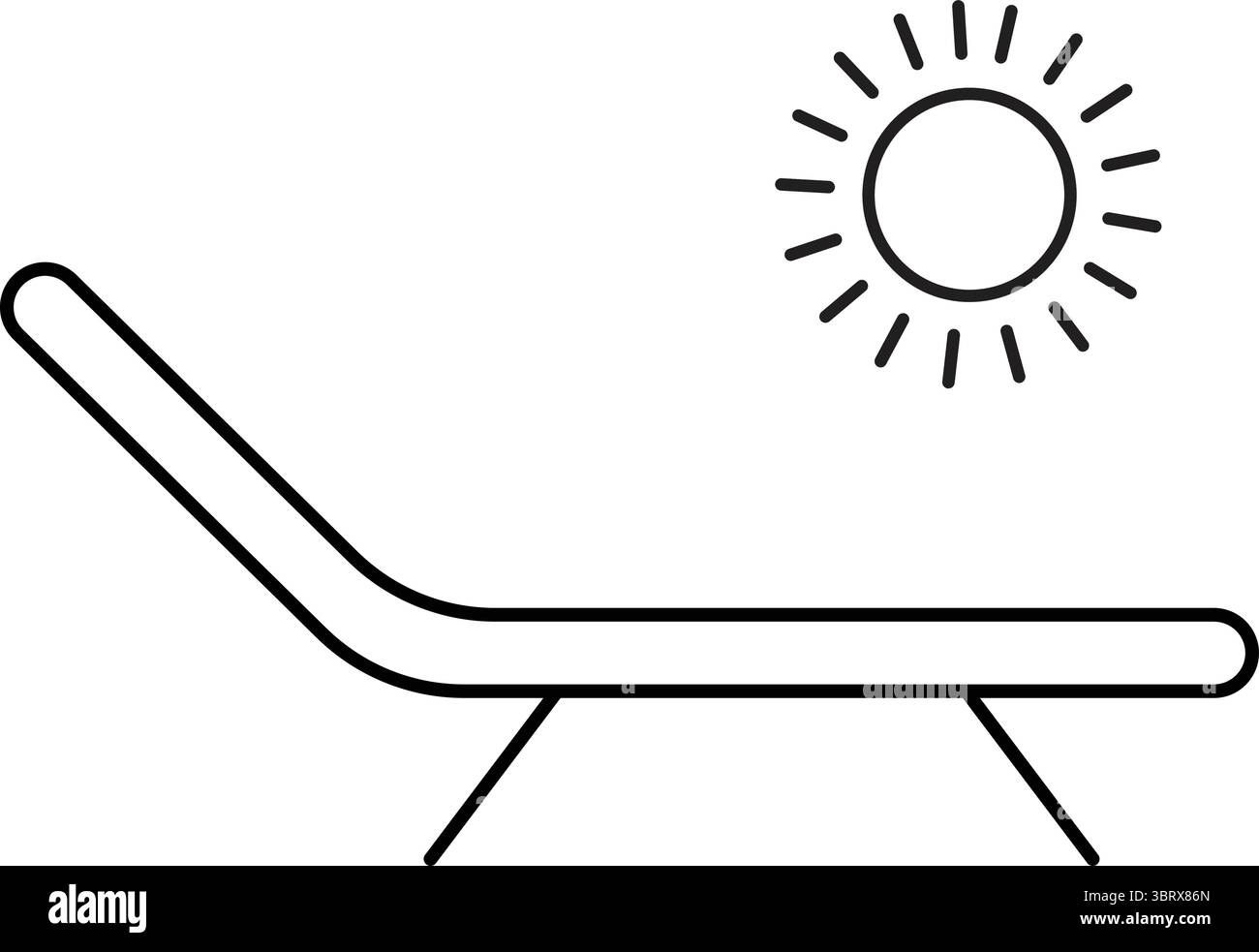 Minimalistischer Sonnenstrand-Lounge-Stuhl Vektor-Illustration für Sommerentspannung. Stock Vektor