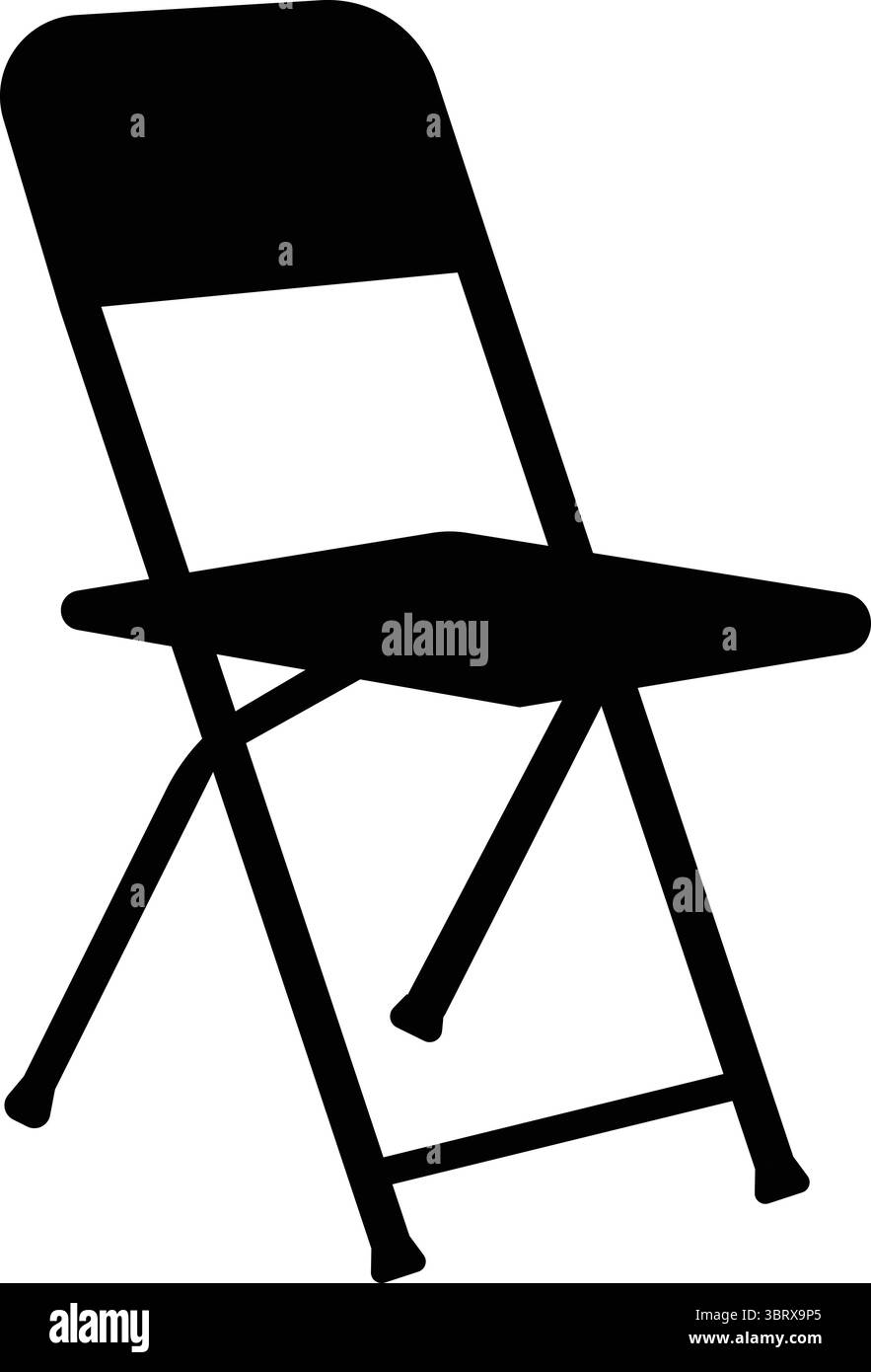 Klappstuhl Icon, Silhouette schwarze Farbe Vektor Illustration Stock Vektor