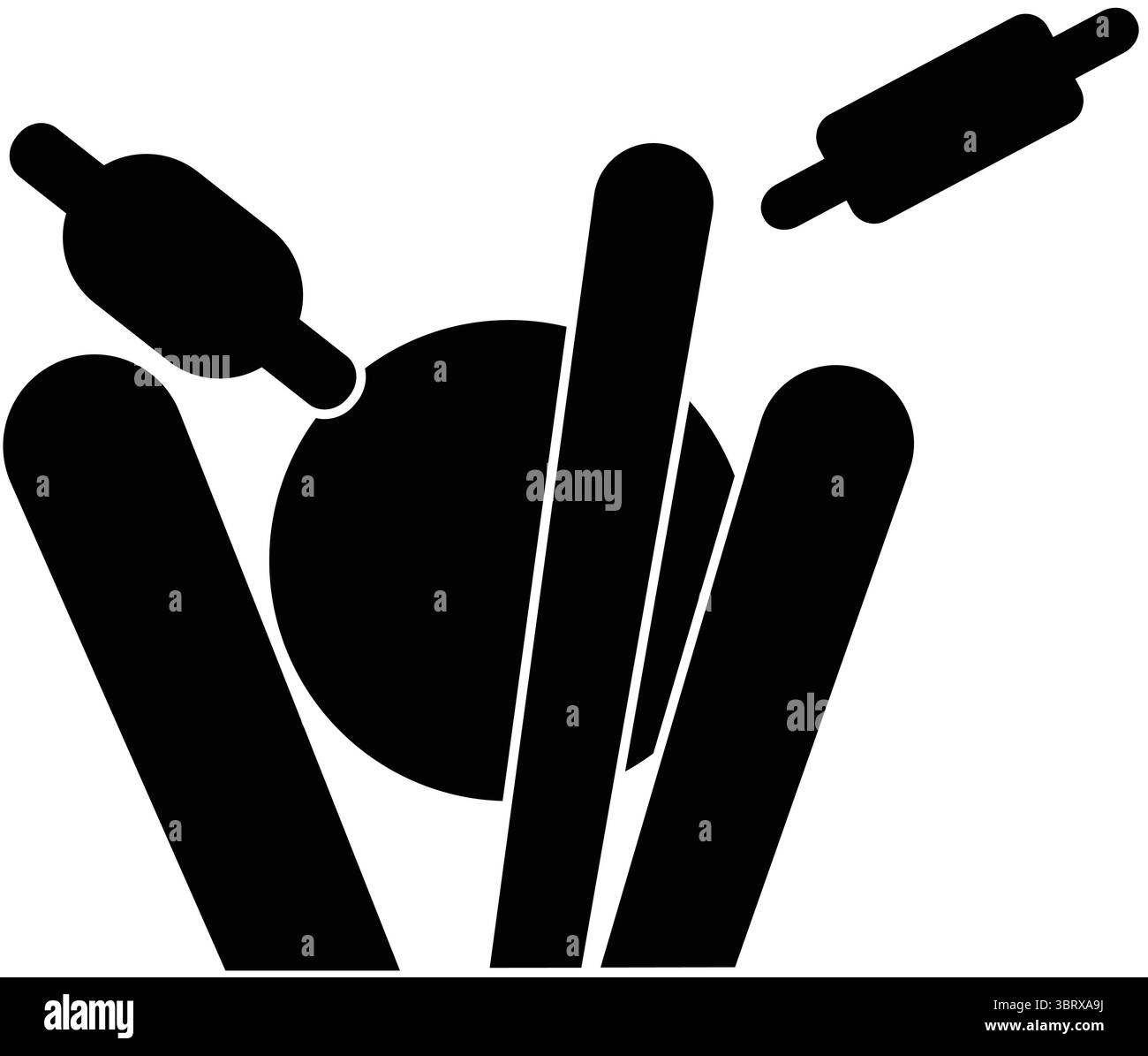 Cricket Wicket Hit, Ball schlägt Stümpfe und Bails in Bewegung, Vektor-Illustration Stock Vektor