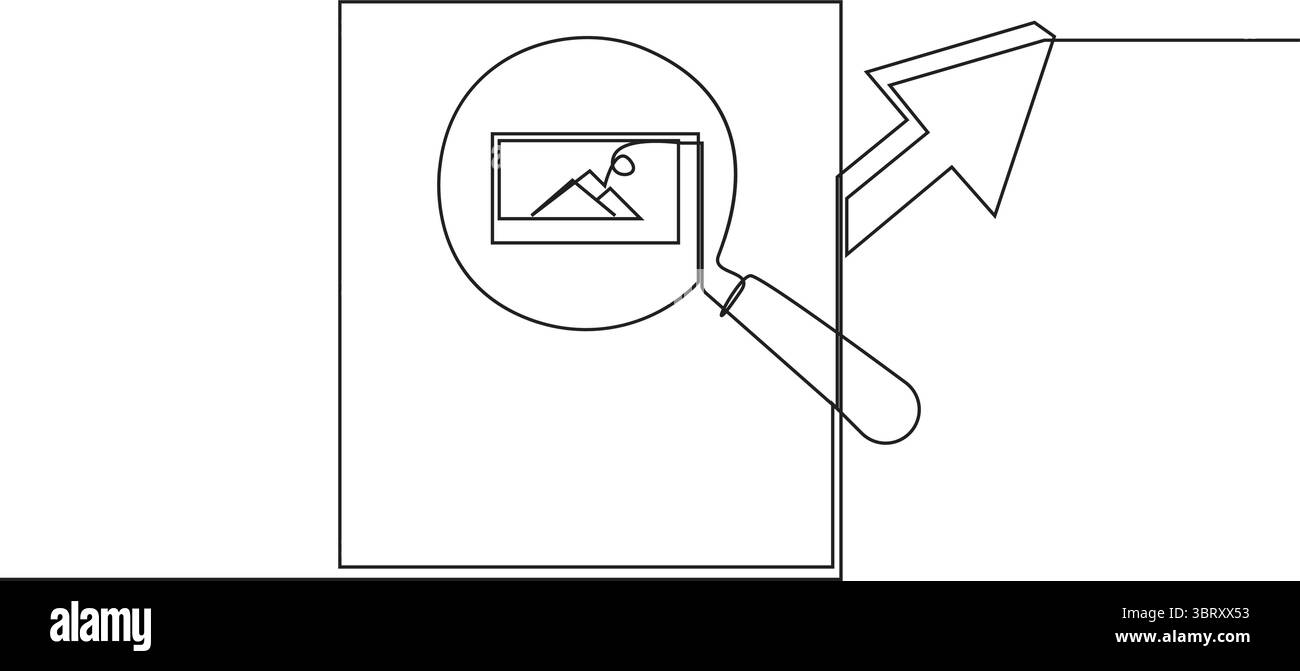Symbol für die Fotosuche Zeichenvektor, Symbol für die Analyse und Erweiterung des Konzepts, Vektorillustration Stock Vektor