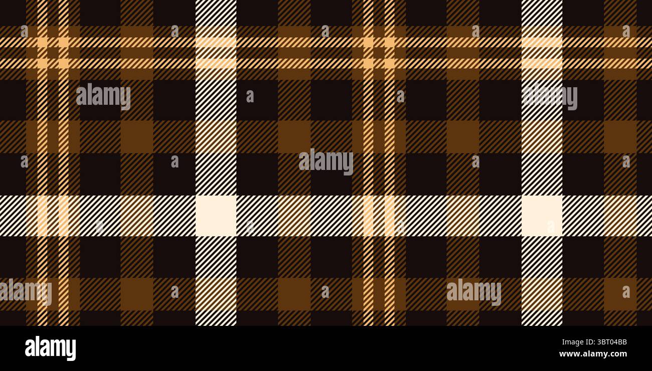 Nahtloses Karomuster in Schwarz und Braun mit Tan- und Creme-Akzenten in einem auffälligen karierten Design für Textilien und herbstliche dekorative Hintergründe Stock Vektor