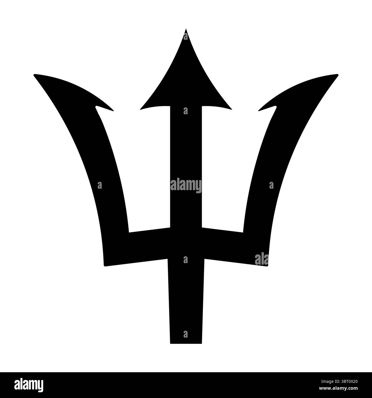 Barbados Nationalsymbol. Schwarzer Aufkleber mit Trident. Stock Vektor