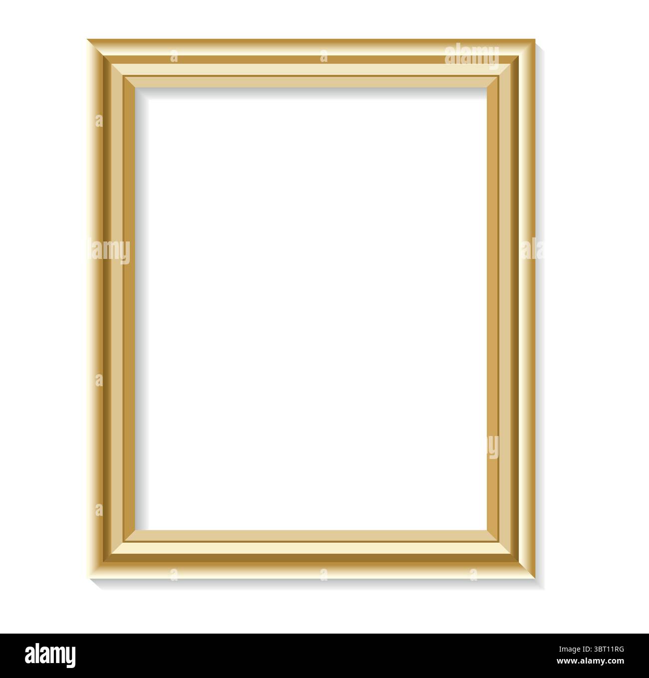 Geschnitzter goldener Bilderrahmen vertikale Ausrichtung mittlere Größe, Vektorsymbol isoliert auf weißem Hintergrund Stock Vektor