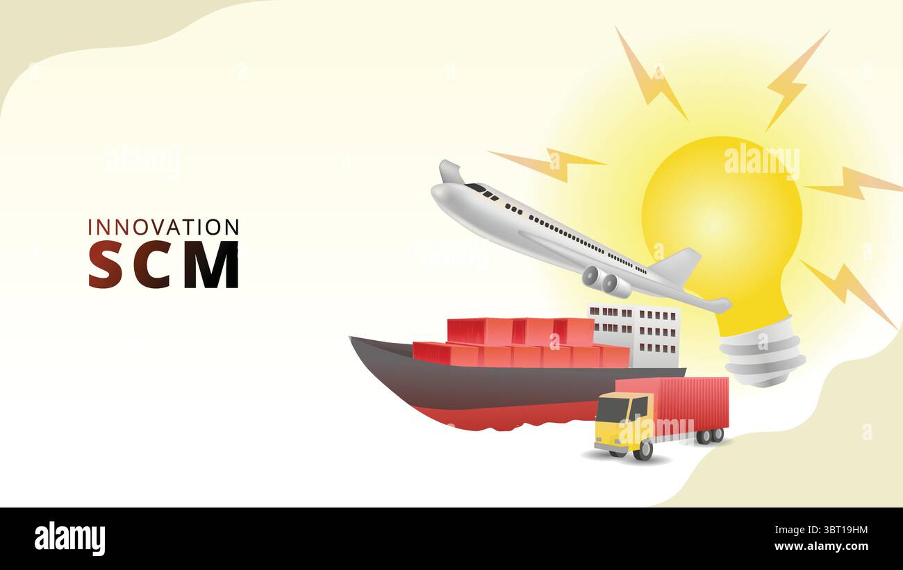 Innovation im Konzept des Supply Chain Managements. Isometrische 3D-Vektorillustration für Supply Chain Management Stock Vektor